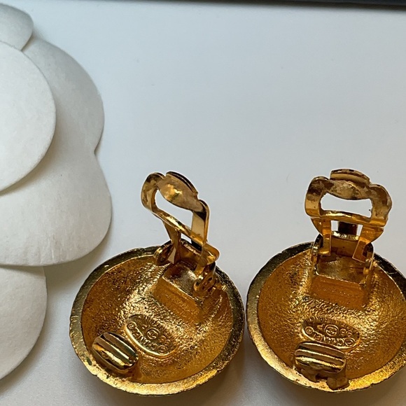 Chanel Textured Button Clip On Earrings - Picture 5 of 7